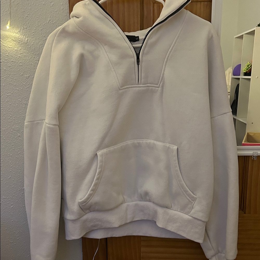 White Half-Zip Hoodie